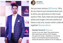 Ali Safina gave a mouth shutting reply on Gharida Farooqi’s tweet about Junoon band